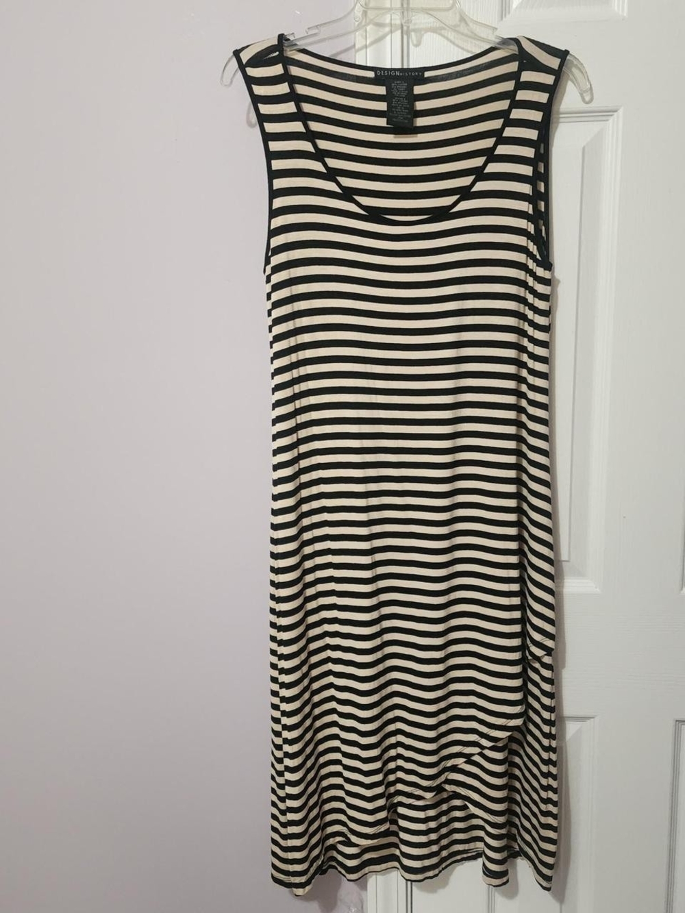 Design History Black & Cream Striped Midi Tank Dress